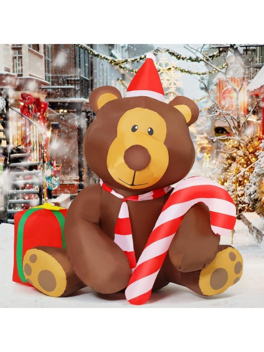 5FT Christmas Inflatable Bear with LEDs - Outdoor Yard Decor for Holiday Cheer